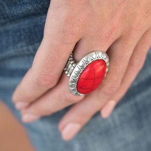 red crackle stone ring